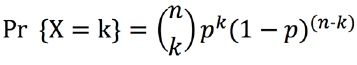 The binomial distribution is given by the formula