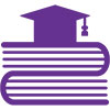 purple books and graduate cap