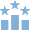 light blue winners podium with stars