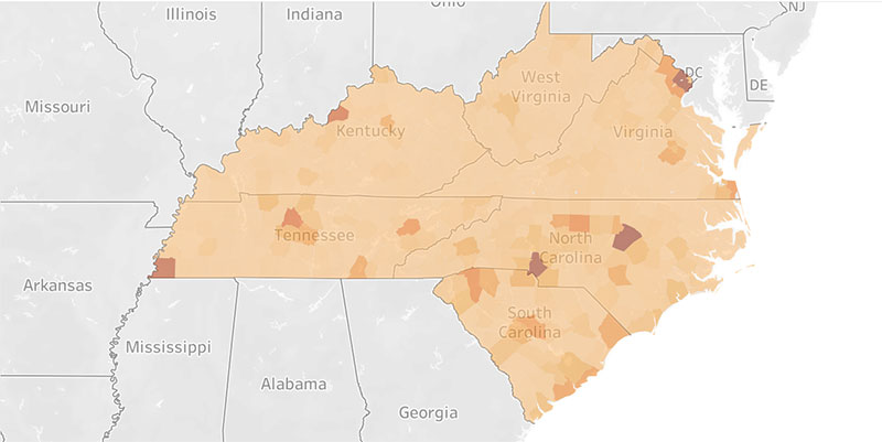 population heat map for target states