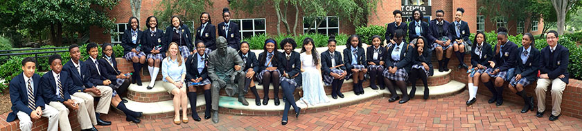 Lee with High School students