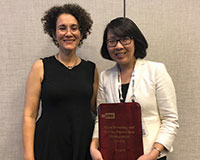 MSOM President Wedad Elmaghraby and Hummy Song (co-winner) (l-r).