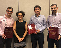 Dan Iancu, MSOM President Wedad Elmaghraby, Nikos Trichakis and Gerry Tsoukalas (l-r).