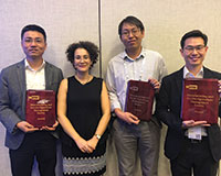 Ying Rong, MSOM President Wedad Elmaghraby, Ho-Yin Mak and Michael Lim (l-r).