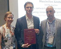 Emma Frejinger (presenter), Maximilian Schiffer and Tom van Woensel (TSL president) (l-r).