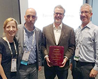 Karen Smilowitz (TSL past president), Tom van Woensel (TSL president), Barrett W. Thomas and Alan Erera (TSL incoming president) (l-r).
