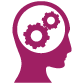 maroon head with gears