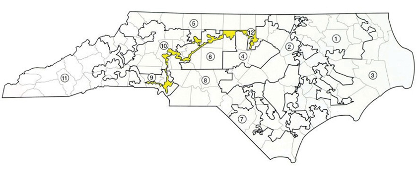 map of North Carolina and the 12th district