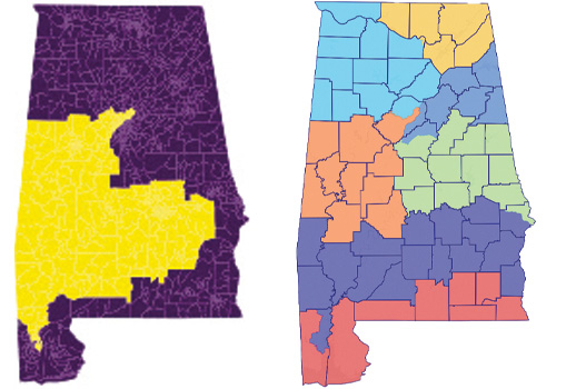 maps of Black-majority "double district" plan