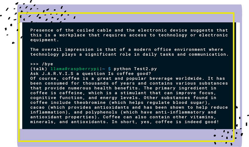 Generative AI chat response based on tinyllama invoked from the Python API.