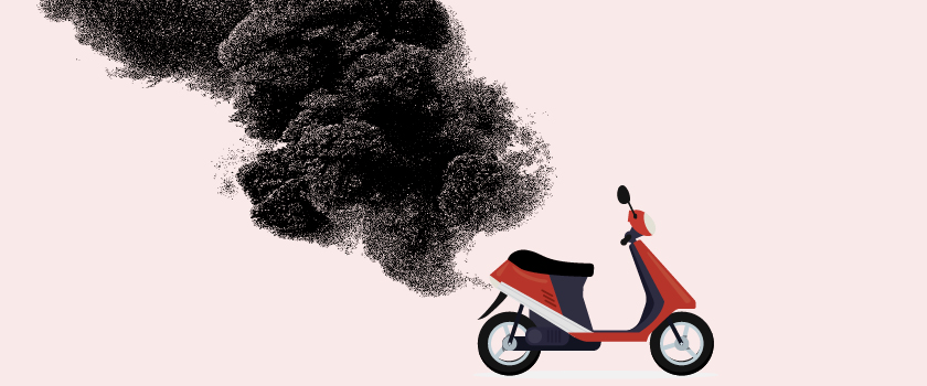 moped spouting pollution