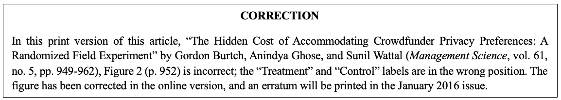 Example of a correction box for corrections that will be followed by an erratum