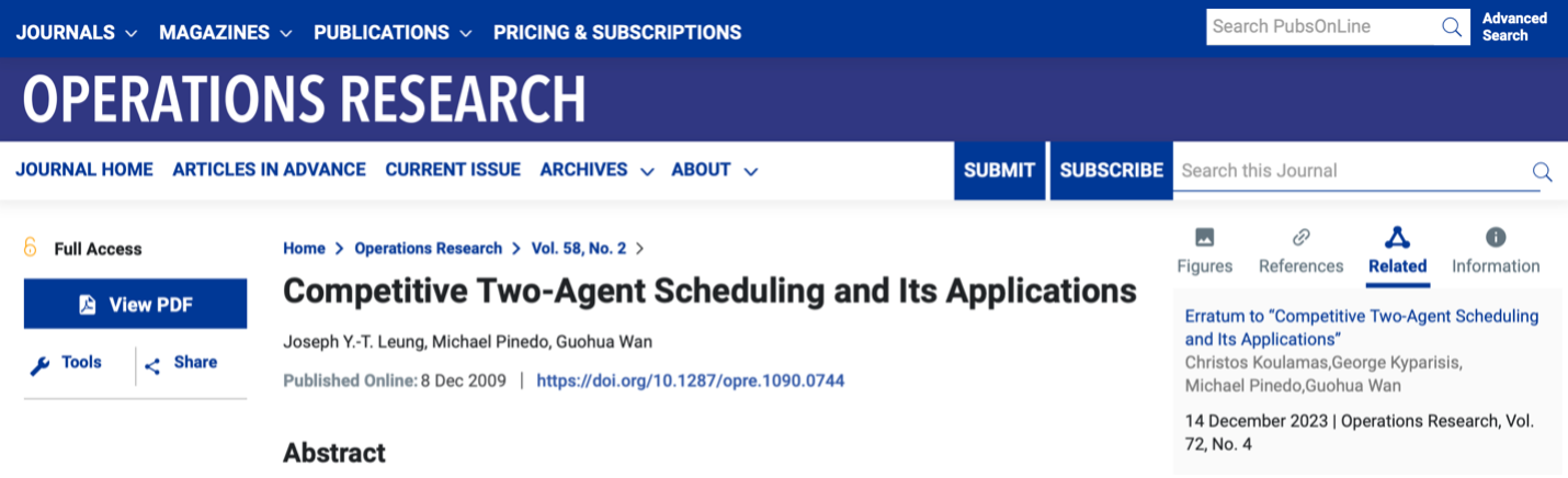 Example of an article showing linkage to its erratum as it will be displayed on PubsOnline